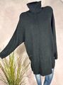 NEU OVERSIZE long Pullover Rollragen Schlitze SCHWARZ 40 42 44