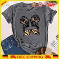 Leopard Glasses Bow Girl T-shirt Tee DE