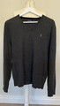 POLO RALPH LAUREN; V-AUSSCHNITT PULLOVER; GR: M; GRAU; 100% MERINO WOLLE