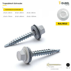 Trapezblech Schrauben Bohrschrauben selbstbohrend Dichtscheibe Dach 25 - 100 mm