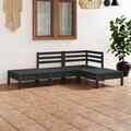 4-tlg. Garten-Lounge-Set Massivholz Kiefer Schwarz