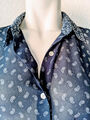 Michael Kors Bluse Hemdbluse Gr. S Paisley Muster Dunkelblau Weiß Hemd chiffon