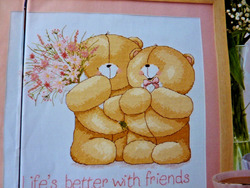 9460]X Stichdiagramm - 'Life's Better with Friends' Bears with Flowers, für immer