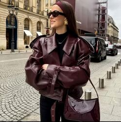 Veste en Cuir Couleur Win Red