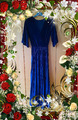 ♥ LUXUS Damen Party Abend Samt Kleid aus Italien Gr.36 Blau Plissee ♥ wie NEU! ♥