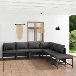 vidaXL 7-tlg. Garten-Lounge-Set mit Kissen Poly Rattan Grau NAR