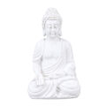 Buddha Figur weiß Gartenfigur Buddhastatue Gartenskulptur sitzend Gartenbuddha