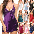 Sexy Damen Spitze Babydoll Dessous Reizwäsche Negligee Träger Kleid Nachtwäsche