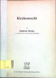 Kirchenrecht; Teildruck aus der Einführung in die Rechtswissenschaft; Reicke, Si