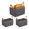 3x Aufbewahrungskorb Filz, Holzfilztasche Tasche Kaminholz Filzkorb Filztasche