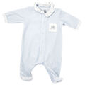 Petit Bateau hellblauer Baby-Strampler aus Nicky Stoff mit Kragen 1 Monat