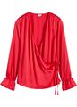 Satin-Bluse in Wickeloptik Gr. 46 Magentarot Damenbluse Shirt Tunika Neu*