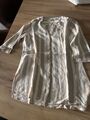 GERRY WEBER Damen Leinen Bluse Gr. 42 beige gestreift, 3/4-Arm 