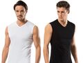 3er Pack Herren Top breite Schulter V-Ausschnitt Unterhemd Feinripp Baumwolle 