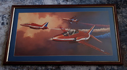 Gerahmter & glasierter Druck - Red Arrows - 'Red Storm Rising' - signiert Adrian C. Rigby