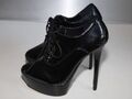 High Heel Oxford Plateau Pumps mit Schnürung Lack schwarz 14 cm Absatz Gr. 36