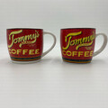 2 x Tommys Brand Coffee Tasse Kaffeebecher Mug Cup Rot Vintage