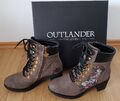 Outlander Thistle Boot Schnürstiefel mit Reißverschluss Braun Distel Original