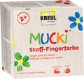 KREUL 28400 - Mucki leuchtkräftige Stoff - Fingerfarbe, 4 x 150 ml, gelb, rot