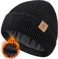 Neu Mütze Herren Damen Winter Warme Beanie Mit Fleece Futter Thermo Wintermütze 