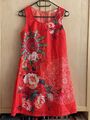 Schönes 101 Idees Etuikleid Gr. 36/38 (S/M) Rot Blumen Unterkleid Reißverschluß