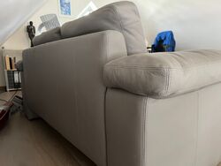 MINOTTI Designer-Ledercouch / vintage Sofa - 2-Sitzer - grau - top   WIE NEU