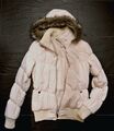 Stepp Jacke wattiert, Fell Kapuze , Creme - helles Beige, S/M 36 38  * Top