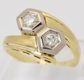 ♦♦ Brillant Ring in 585 14kt Gelb Weiß Gold mit Brillanten Brillantring Diamant 