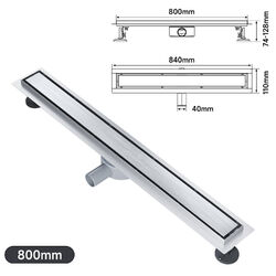 Duschrinne Edelstahl Duschablauf Flach befliesbar Bodenablauf 50-110cm Rinne