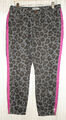 Heine Damen Hose Animalprint Galonstreifen grau schwarz pink Gr. 21 / 40-42