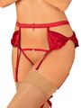 Strapsgürtel Rubinesa rot-beige mit Ouvert-String mit Schleifen sexy S M L XL