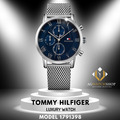 Tommy Hilfiger Herren Quarz Edelstahl blaues Zifferblatt 44 mm Uhr 1791398