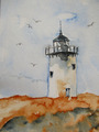 Orig.Aquarell "Leuchtturm" PK 14,8x10,6 cm, Maritim, Meer, See