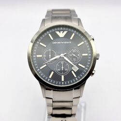 NEU ORIGINAL EMPORIO ARMANI AR2448 BLAUES ZIFFERBLATT EDELSTAHL HERRENUHR✅ 100 % ORIGINAL ✅ VIDEO VERFÜGBAR ✅ 2 JAHR GARANTIE ✅