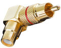 Cinch Adapter 90° Winkeladapter RCA Chinch Winkel Stecker rot Gold Hifi