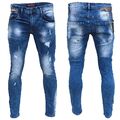 Designer Herren Jeans Hose Slim Skinny Fit Stretch Röhrenjeans Blau Grau Schwarz