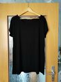 Damen/Mädchen T-Shirt Tunika Kurzarm Gr. 44/46 (L/XL) schwarz - Stretch - Top 