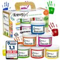 Krevo Art Fingerfarben für Kinder, 6 leuchtkräftige Farben je 60ml Auswaschbar