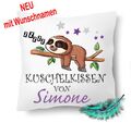 Personalisiertes Deko Kissen Kuschelkissen mit Namen und Faultier Geschenk Foto