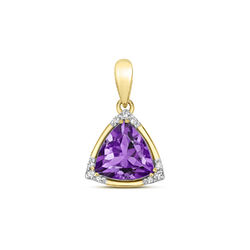 Amethyst und Diamant Billion Anhänger 9ct Gelbgold Halskette echte Steine