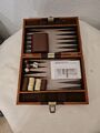 Kleine Backgammon Koffer   - Brettspiel Gesellschaftsspiel Vintage