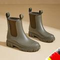 Regenstiefel für Damen mit Plüschfutter wasserdichte Gartenschuhe für den Außenb