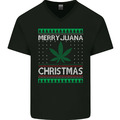 Frohe Juana Weihnachten Lustig Weed Cannabis Herren V-Neck Baumwolle Maglietta