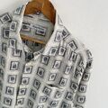 Tommy Bahama Seidenhemd Größe L Large Herren Weiß Grafik Freizeit Kurzarm