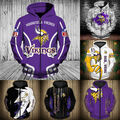 Minnesota Vikings Herren Hoodie NFL Reißverschluss Sweatshirt Kapuzenpullover