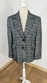 Basler Blazer Jacke Damen grau kariert Wollmischung Größe UK 14 EU 40