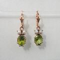 Peridot Perlen Schmuck Ohrringe Retro Vintage Silber 925/- rosé vergoldet