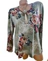 C&A Gr. L  Damen T-Shirt Tunika Bluse Top Hemd Langarm Bunt Blumen Viscose