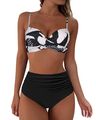 Elegantes Damen Wickel-Bikini-Set mit Push-Up und High Waist