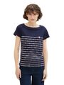 Tom Tailor Damen T-Shirt BOAT NECK STRIPE - Regular Fit S- 3XL Gestreift Cotton